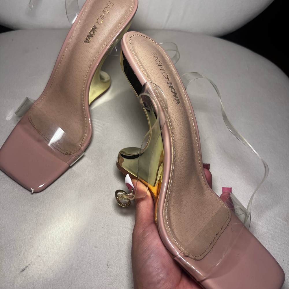 Fashion Nova Blush and Gold Heels